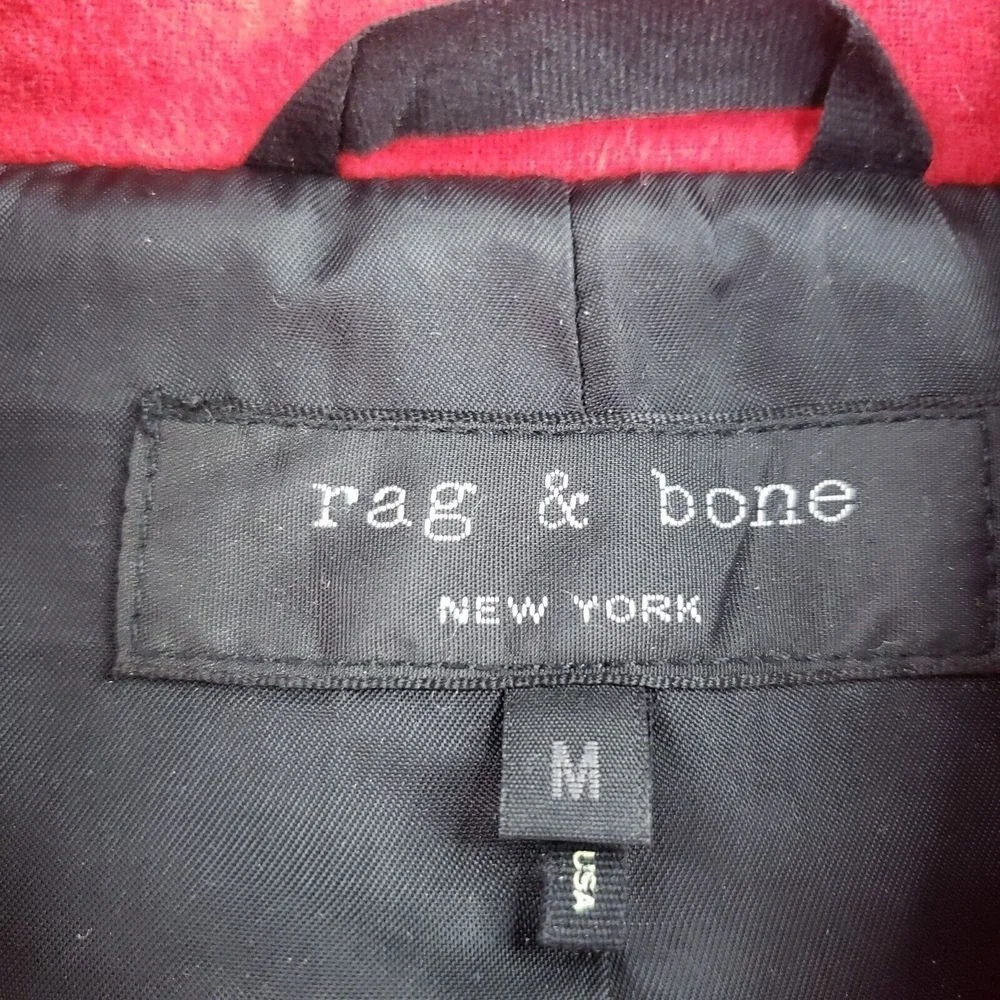 Rag & Bone Rally Zip Off Coat Womens Medium Red Wool Linen Blend Convertible‎
